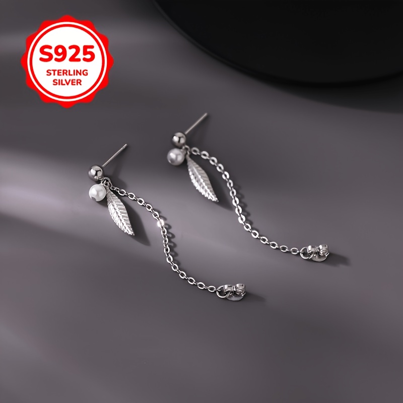925 Sterling Silver Hypoallergenic Feather Tassel Earrings